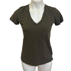 Madewell V-Neck Army Green Tee sz XS NormCore Basics